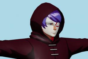 Shuu Tsukiyama Tokyo-Ghoul, female, woman, girl, people, human, xna, characters, rigged